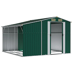 Helloshop26 Abri de jardin cabane cabanon maison de stockage remise extérieur hangar outils robuste 277 x 279 x 179 cm acier galvanisé vert 02_0022377