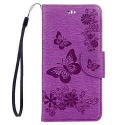 Wewoo Housse Étui Violet pour Huawei Mate 9 papillons gaufrage en cuir flip horizontal avec support & Slots de cartes Portefeuille & Longe