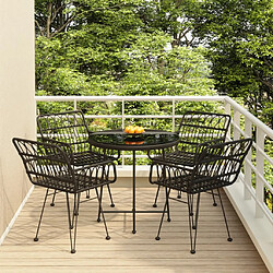 Maison Chic Mobilier à dîner 5 pcs de jardin - Ensemble table et chaises d'extérieur - Salon/Mobilier de jardin classique Noir Résine tressée -MN30602