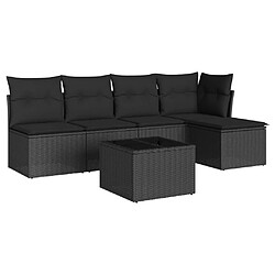 Maison Chic Salon de jardin 6 pcs avec coussins | Ensemble de Table et chaises | Mobilier d'Extérieur noir résine tressée -GKD41162