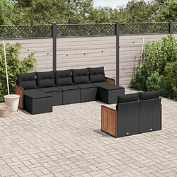 Maison Chic Salon de jardin 9 pcs avec coussins | Ensemble de Table et chaises | Mobilier d'Extérieur noir résine tressée -GKD45657