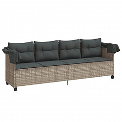 Acheter Maison Chic Chaise longue avec auvent et coussins | Bain de soleil Relax | Transat gris clair résine tressée -GKD56180