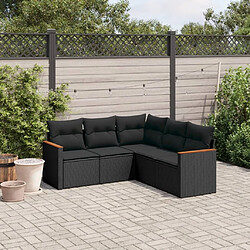 Maison Chic Ensemble de 5 Tables et chaises d'extérieur avec coussins,Salon de jardin noir résine tressée -GKD872182