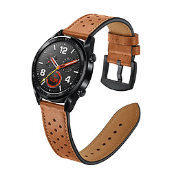 Bracelet en cuir véritable 22 mm avec trous marron pour votre Huawei Watch GT