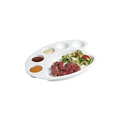 Ac-Deco Assiette en porcelaine style palette de peintre - L 29,5 x l 25,8 x H 4 cm - Blanc