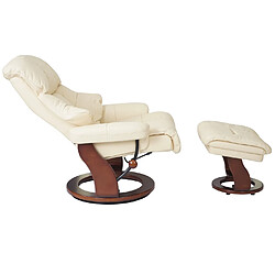 Acheter Mendler MCA fauteuil relax Calgary XXL, fauteuil de télévision avec tabouret, cuir, charge 180kg ~ crème, aspect noix