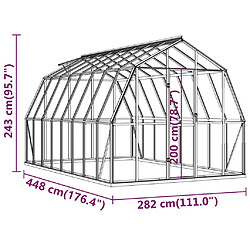 vidaXL Serre avec cadre de base anthracite 12,63 m² Aluminium pas cher