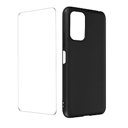 Avizar Coque Xiaomi Redmi Note 10 et Note 10s Souple Noir et Verre Trempé Transparent