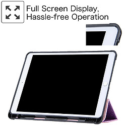 Etui en PU avec support tripliure et porte-stylo violet pour votre Apple iPad 10.2 (2020)/(2019)/Air 10.5 pouces (2019)/Pro 10.5 pouces (2017)