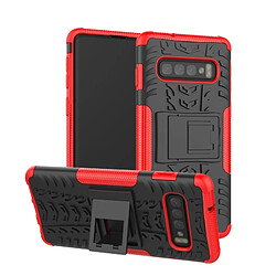 Wewoo Coque Pneu Texture TPU + PC antichoc pour Galaxy S10, avec support (rouge)