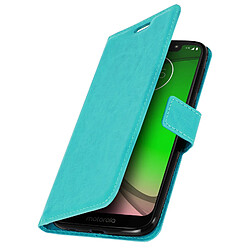 Avizar Housse Motorola Moto G7 Play Portefeuille Fonction Stand bleu turquoise