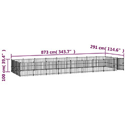 vidaXL Chenil d'extérieur pour chiens Acier 25,4 m² pas cher