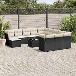 Maison Chic Salon de jardin avec coussins 13 pcs | Ensemble de Table et chaises | Mobilier d'Extérieur noir résine tressée -GKD67700