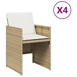 Maison Chic Lot de 4 Chaises de jardin avec coussins | chaises Relax d'extérieur beige résine tressée -GKD13007