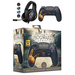 Freaks And Geeks Manette PS4 Bluetooth Harry Potter Hogwarts Legacy Vivet Doré Lumineuse 3.5 JACK + Casque PRO-GTA250 PS4-PS5 PLAYSTATION MULTIPLATE