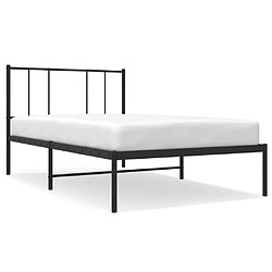 vidaXL Cadre de lit métal sans matelas avec tête de lit noir 90x190 cm