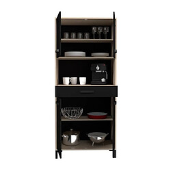 Acheter Tbs Buffet de cuisine FACTORY - Décor chene et noir - 2 portes + 1 tiroir - Modulable - L 80 x P 43,3 x H 185 cm