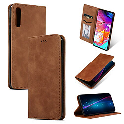 Wewoo Housse Coque Étui en cuir avec rabat horizontal magnétique Business Skin Feel pour Samsung Galaxy A70 Marron