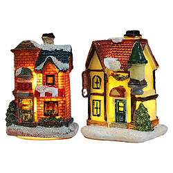 2Pcs Light Up Décoration de Noël LED Miniature House Village