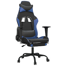 Maison Chic Chaise de jeu, Chaise gaming de massage et repose-pied, Fauteuil gamer,Chaise de Bureau Noir et bleu Similicuir -GKD63993