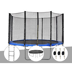 JARDIéco Kit trampoline Jardideco Cronos Ø 3,66 m Bleu + Echelle + Bâche de protection + Kit d'ancrage