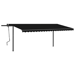 Maison Chic Auvent manuel rétractable,Store manuel de porte avec poteaux 5x3,5 m Anthracite -GKD64696