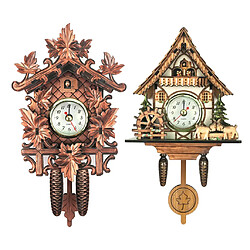 Avis 2x Style Antique Cadre En Bois Coucou Horloge Horloge Murale Artisanat Décoratif