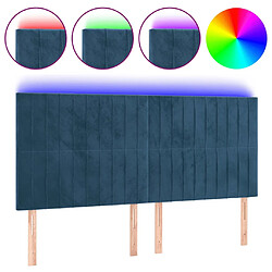 vidaXL Tête de lit à LED Bleu foncé 200x5x118/128 cm Velours