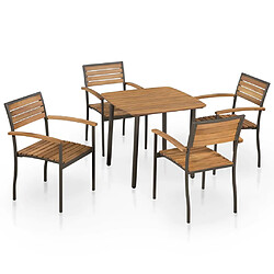 vidaXL Ensemble à manger d'extérieur 5pcs Bois acacia solide et acier