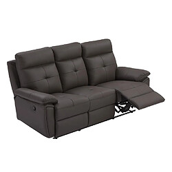 Vente-Unique Canapé 3 places et fauteuil relax en cuir marron VINETA pas cher