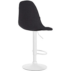 Decoshop26 Tabouret de bar x1 avec repose-pieds hauteur réglable pivotant assise en tissu noir cadre métallique blanc 10_0004853