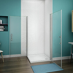 Cabine de douche 80x76x197cm porte de douche pivotante à 180°en verre anticalcaire