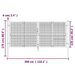 vidaXL Portal de jardin maille argenté 300x175 cm acier galvanisé pas cher