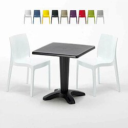 Grand Soleil Table et 2 chaises colorées polypropylen