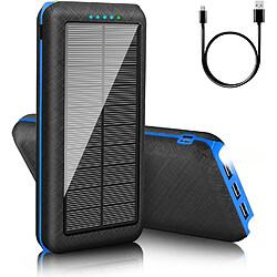 SANAG Batterie Externe Solaire 25800 Mah - Chargeur Portable Avec Lumière Led - 3 Sorties Usb Et 2 Entrées - Pour Le Camping Et L'Extérieur - Compatible Avec Téléphone - Android (Bleu)