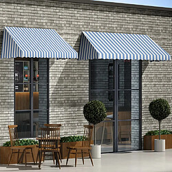 Maison Chic Store banne | Auvent de bistro porte | Marquise Brise-soleil 400x120 cm Bleu et blanc -GKD63919