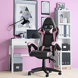 RATTANTREE Chaise de Gaming, fauteuil gaming, avec Lombaire&Appui-Tête Appui, chaise gamer, Ergonomique PU Cuir Chaise Bureau, fauteuil gamer, chaise bureau gaming, Dossier Inclinable à 155, Noir Rose pas cher