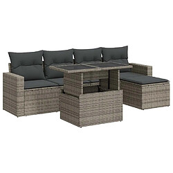 vidaXL Salon de jardin 6 pcs avec coussins gris résine tressée