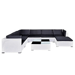 Avis Maison Chic Salon de jardin 8 pcs + coussins - Mobilier/Meubles de jardin - Table et chaises d'extérieur Résine tressée Blanc -MN39727