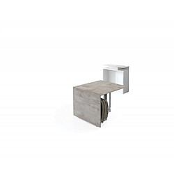 Acheter Inside 75 Console extensible Design BALTO PLUS blanc avec table pliante gris béton et 6 chaises intégrées taupe