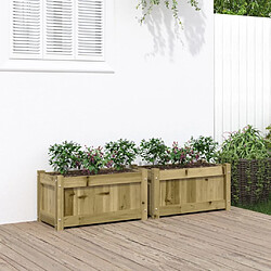 Maison Chic Lot de 2 Jardinières,Bac à fleurs - pot de fleur bois de pin imprégné -GKD49338