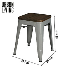 Urban Living Tabouret vintage Liv H46 cm - Gris mat