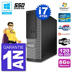 PC Dell 3020 SFF Intel i7-4790 RAM 8Go SSD 120Go Graveur DVD Wifi W7 - Occasion