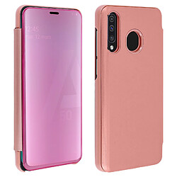 Avizar Housse Samsung Galaxy A50 Miroir Clapet translucide Fonction Stand rose gold