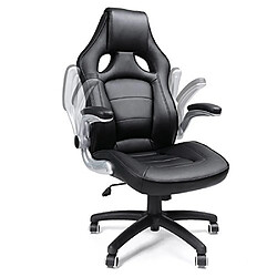 SONGMICS Fauteuil de sport Racing, avec siège épais et fonction d'inclinaison, Chaise pour ordinateur, hauteur réglable simili cuir Noir OBG62B