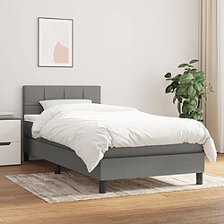 Maison Chic Lit Adulte - Lit simple Lit à sommier tapissier et matelas moelleux - Meuble de Chambre - Gris foncé 90x190 cm Tissu -MN90645