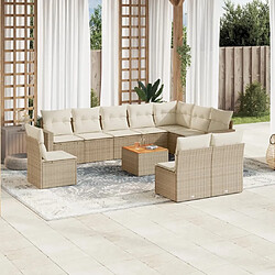 Maison Chic Salon de jardin 11 pcs avec coussins | Ensemble de Table et chaises | Mobilier d'Extérieur beige résine tressée -GKD19766