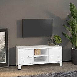 vidaXL Meuble TV industriel Blanc 105x35x42 cm Métal