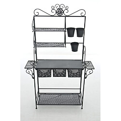 Decoshop26 Etagère de rangement pour véranda jardin balcon pliable fleur plante avec paniers en métal noir 10_0003822