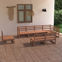 vidaXL Salon de jardin 8 pcs marron miel bois de pin massif